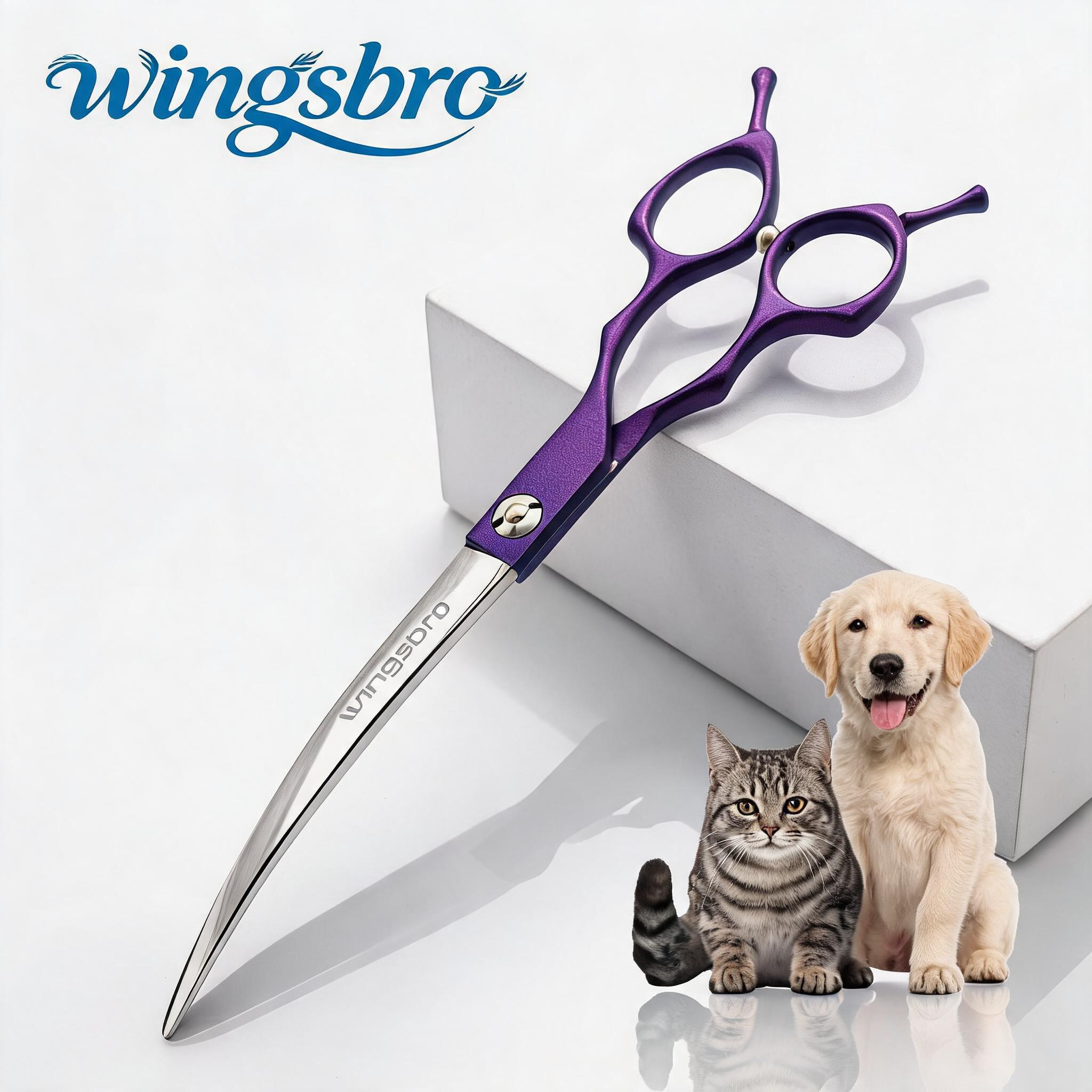 Grooming Scissors - 7 インチプロフェッショナル犬グルーミングはさみペットカーブカット高級ペット猫はさみペット用の特別に設計されたはさみ