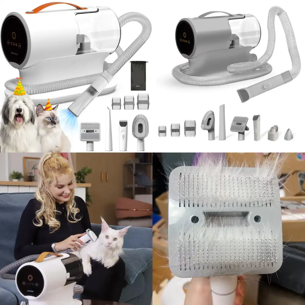 Grooming Kit - AIRROBO USA製ペットグルーミングバキューム（犬猫用ヘアクリッパー）5 in 1ペットグルーミングキット（コーム、トリマー、クリーニング付き）