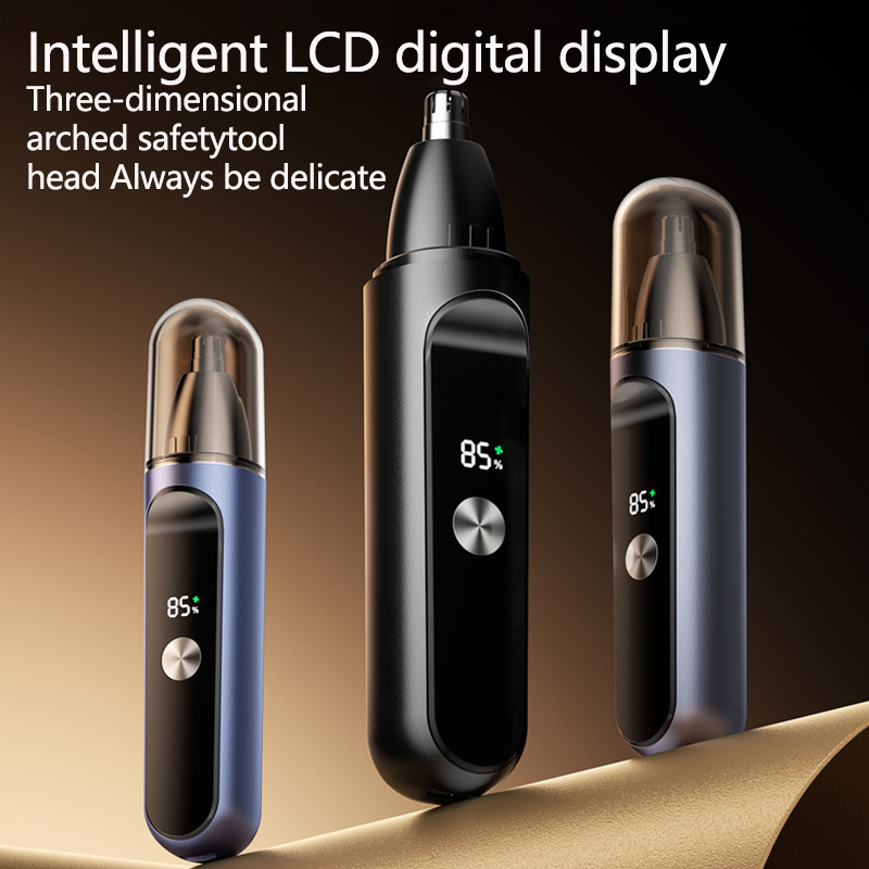 Nose Trimmer - 電気鼻毛トリマーインテリジェント LED デジタルディスプレイ鼻用両刃ブレードトリマー