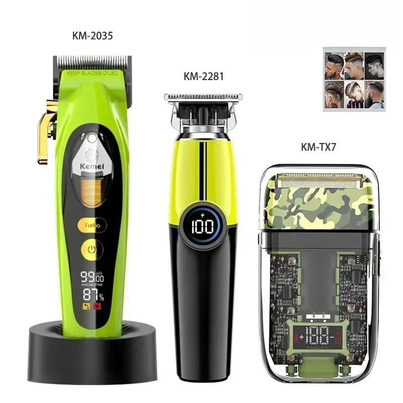 Hair Clipper - Kemei ヘアクリッパー プロフェッショナル ヘアトリマー バリカン 充電式シェーバー