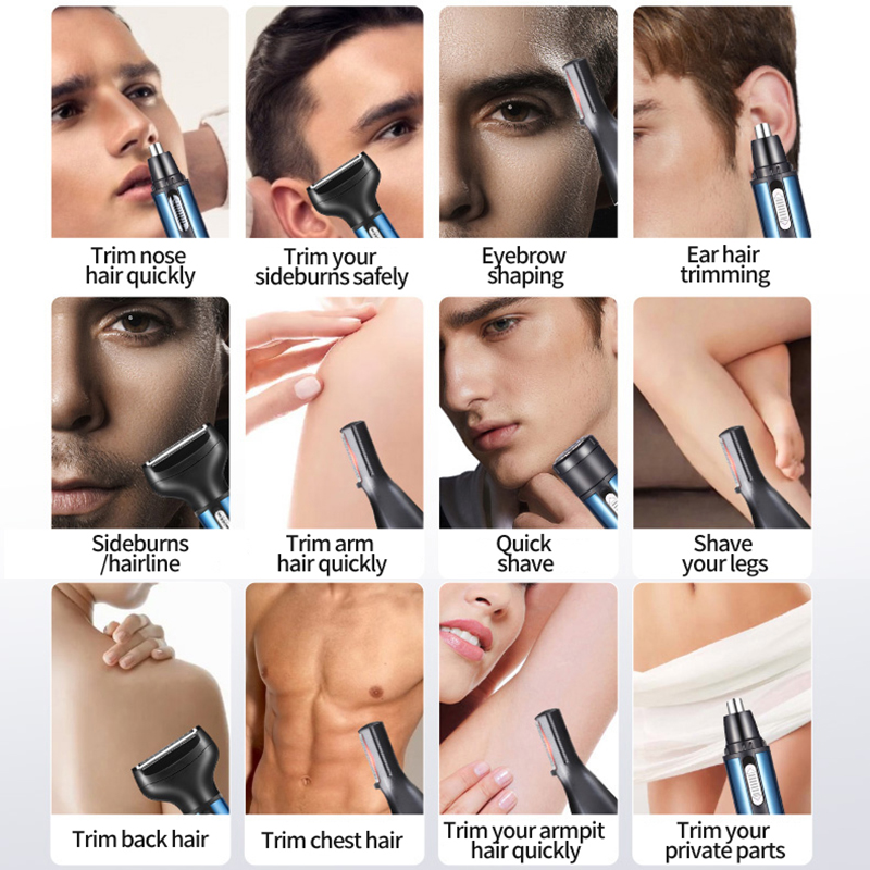 電気鼻耳ヘアトリマー男性用無痛充電式眉毛ひげ 4 in 1  - Electric Shaver Rotary のレビューと価格