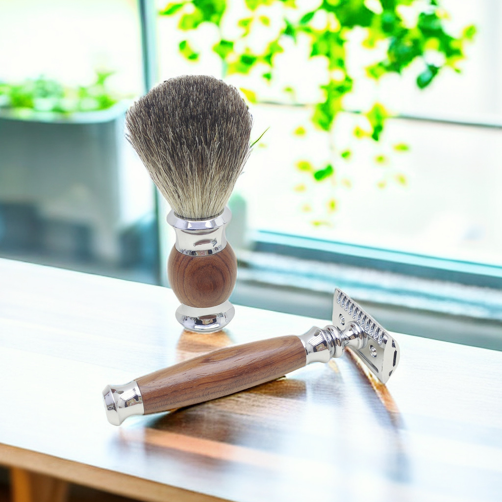 サフラワーローズウッドハンドルかみそりセットメンズケア無垢材 - Beard Trimmer のレビューと価格