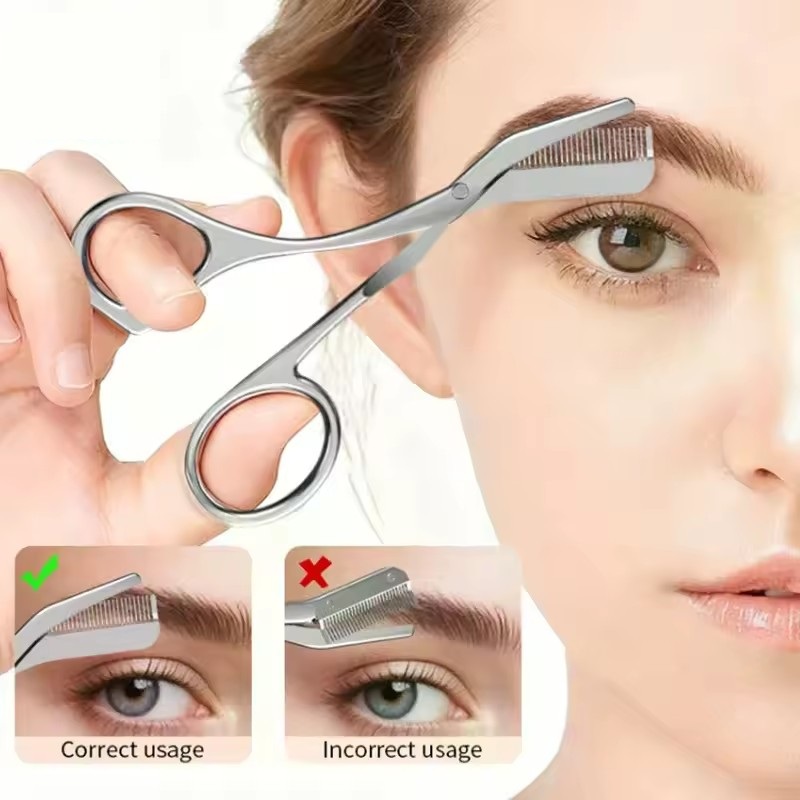 安全な眉毛用ハサミ（コーム付き）ステンレス製まつげトリマー携 - Electric Razor のレビューと価格