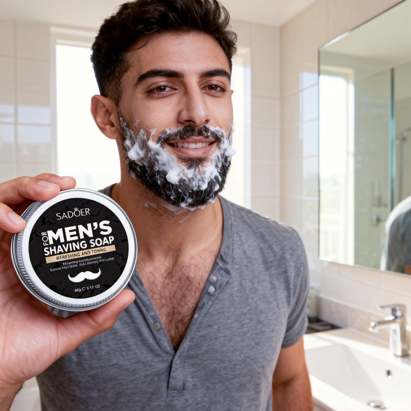 60gのメンズシェービングソープにはミントエキス、オリーブフ - Beard Oil のレビューと価格