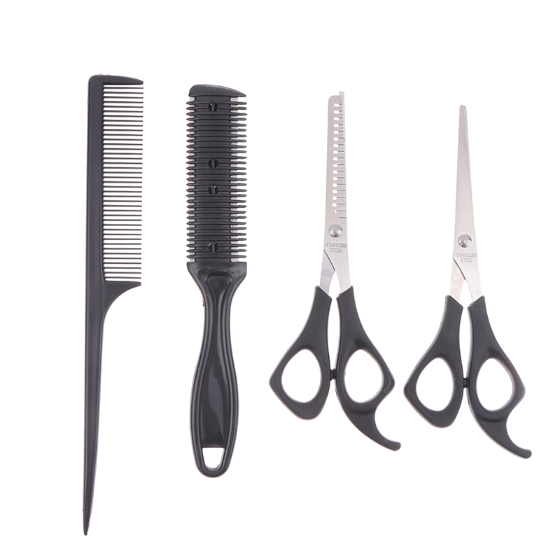 新しい【4PCSヘアハサミ理髪用ハサミ薄毛カット用ハサミヘア - Grooming Scissors のレビューと価格