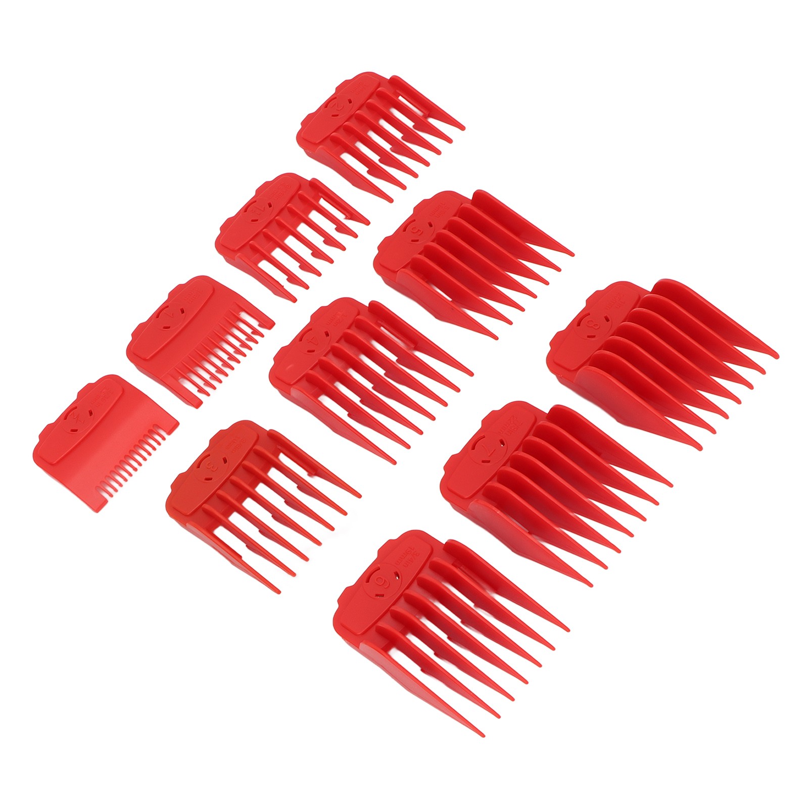 プロ仕様のヘアクリッパー用ガイドコーム10個入り。赤いヘアト - Hair Clipper のレビューと価格
