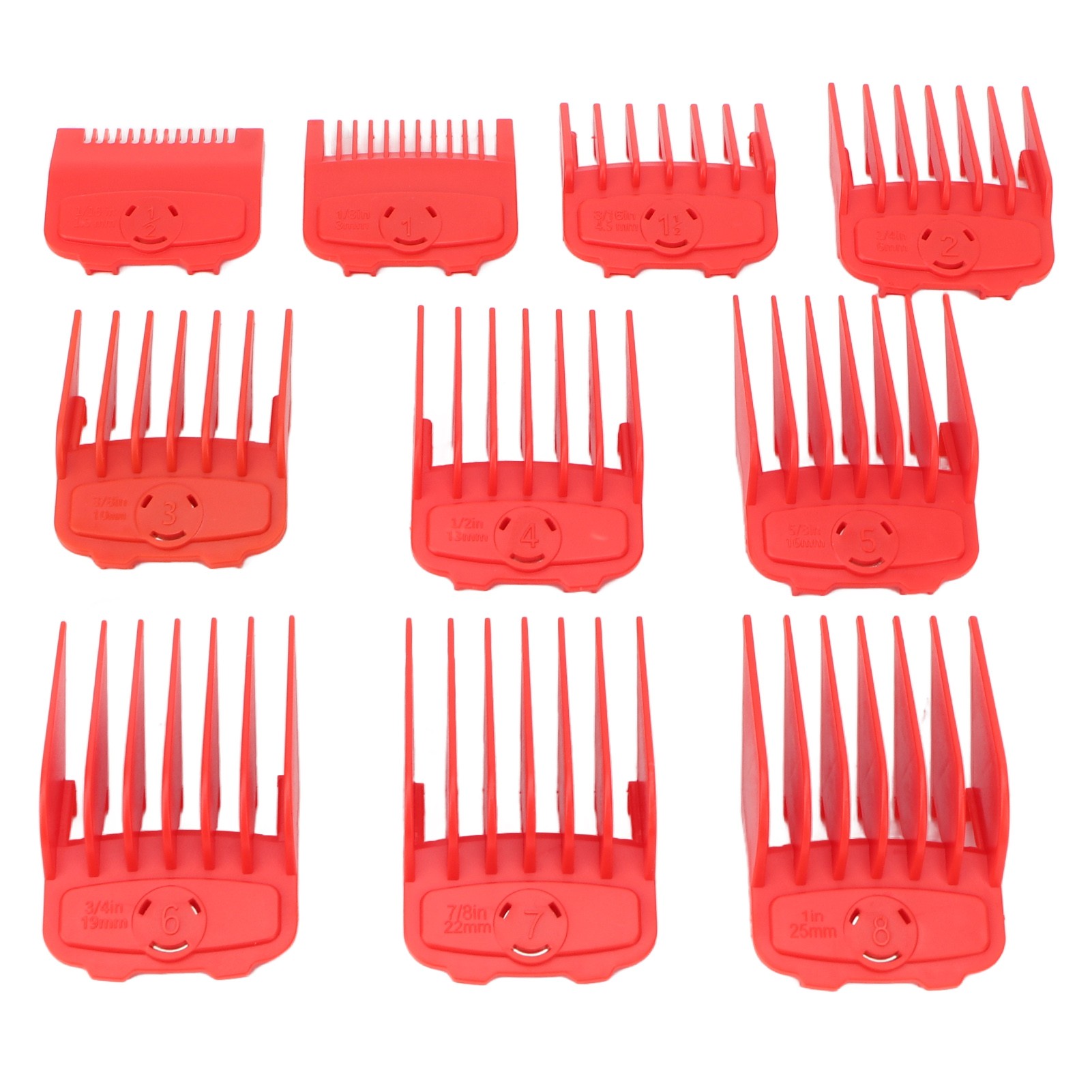 プロ仕様のヘアクリッパー用ガイドコーム10個入り。赤いヘアト - Hair Clipper のレビューと価格