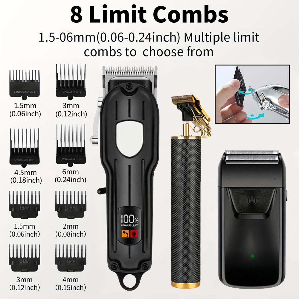 LCDディスプレイ付きプロ用バリカンセット、男性用充電式電動 - Electric Shaver Rotary のレビューと価格