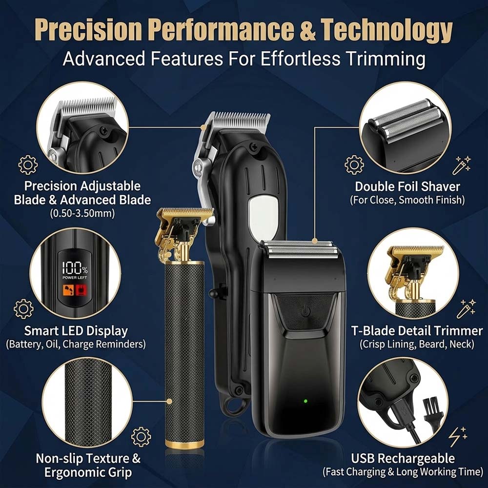 LCDディスプレイ付きプロ用バリカンセット、男性用充電式電動 - Electric Shaver Rotary のレビューと価格