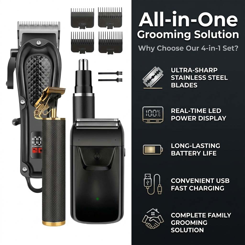4in1メンズヘアクリッパーセット。コードレス電動トリマー、 - Electric Shaver Rotary のレビューと価格
