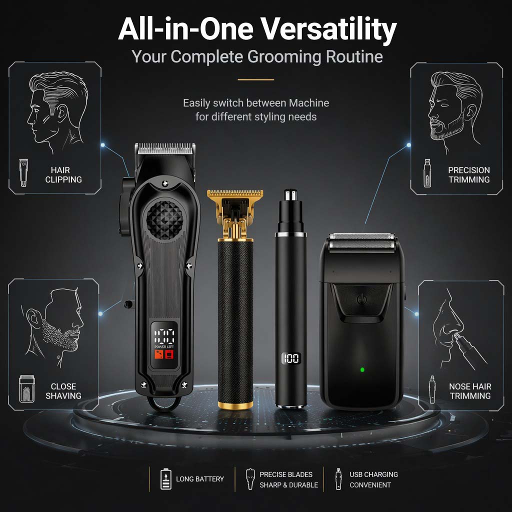 4-in-1 メンズヘアクリッパーセット（LEDディスプレイ - Electric Shaver Rotary のレビューと価格