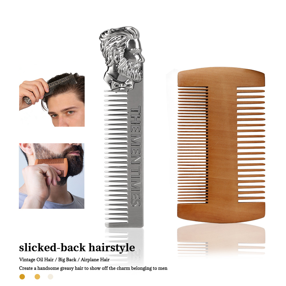 メンズヴィンテージ髭＆ヘアコームセット - ステンレス鋼と木 - Men'S Grooming Hairstyles のレビューと価格