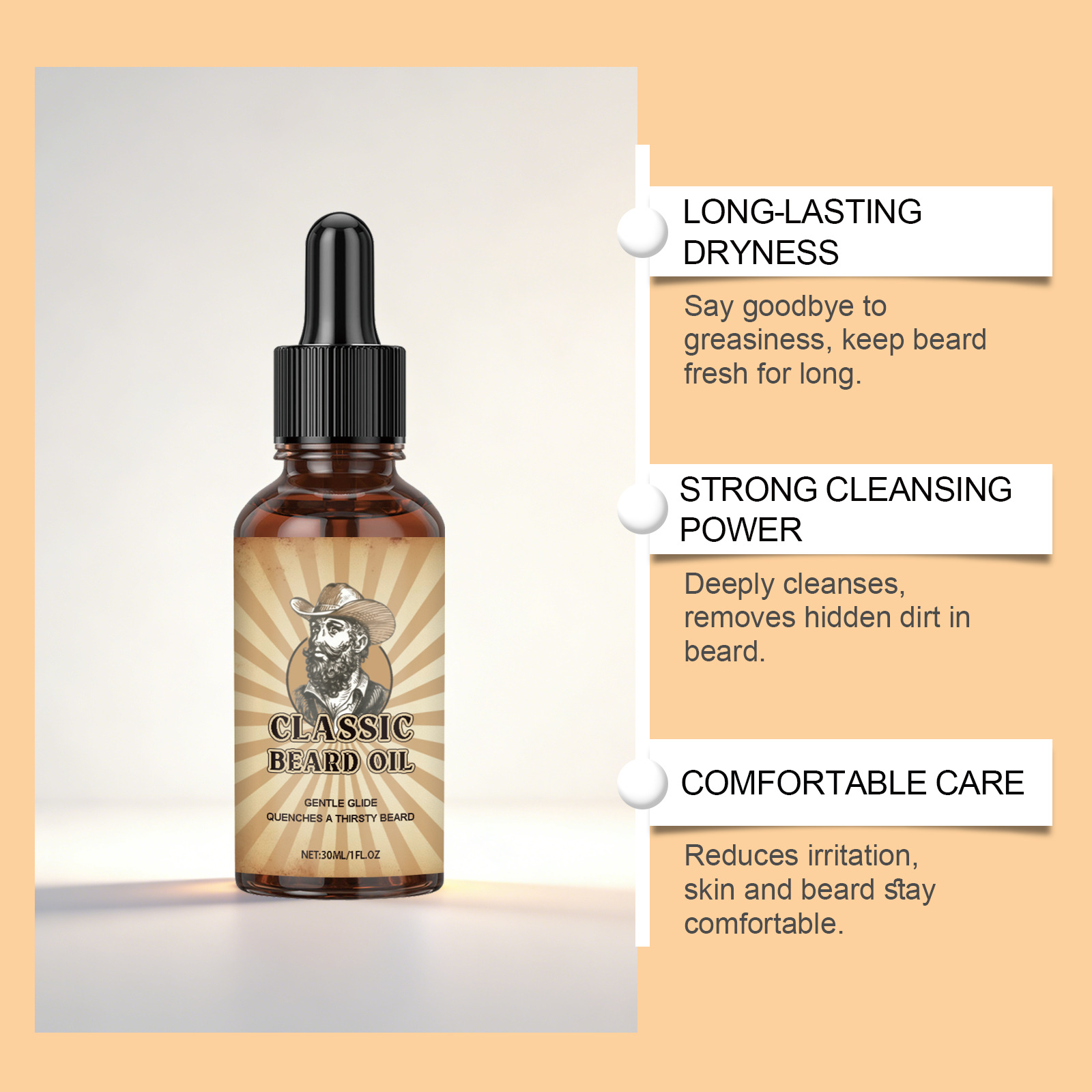 ひげの成長ケア エッセンシャルオイル 滑らかさを向上 オイル - Beard Oil のレビューと価格